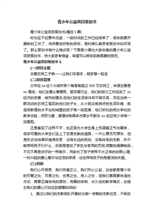 青少年公益项目策划书（精选5篇）