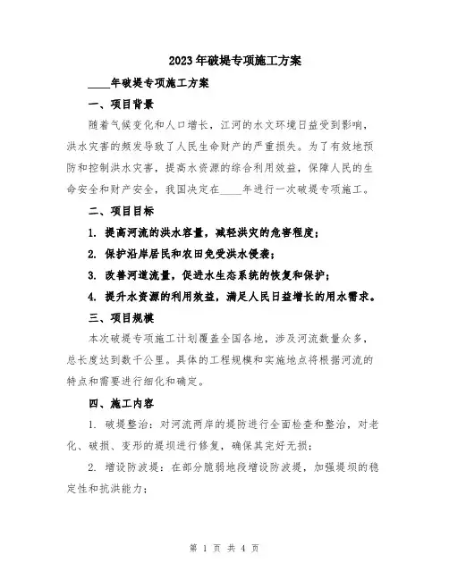 2023年破堤专项施工方案