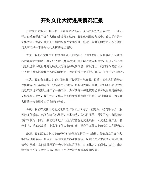开封文化大街进展情况汇报