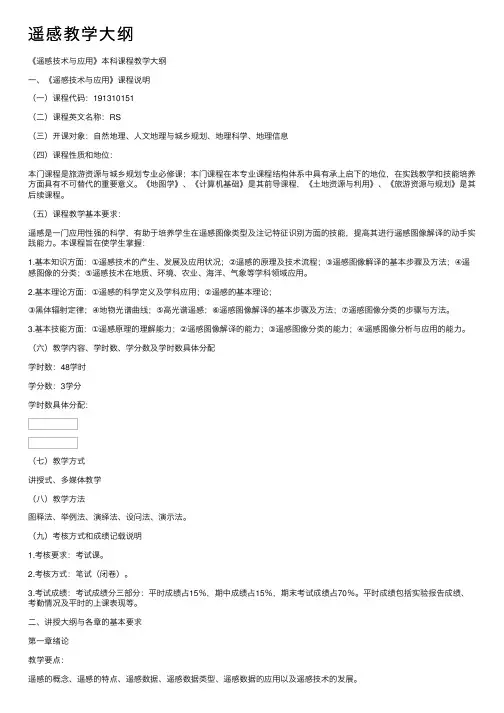 遥感教学大纲