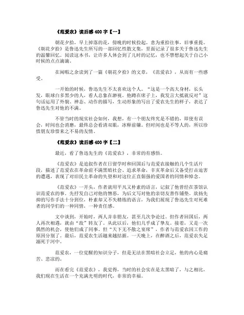 《范爱农》读后感400字