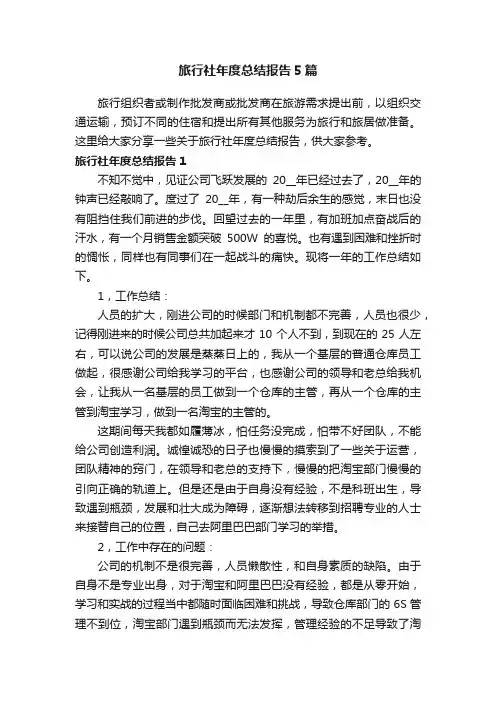 旅行社年度总结报告5篇
