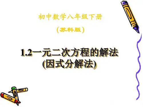 苏科版九年级数学上册第1章1.2《一元一次方程的解法---因式分解法》教学课件(共12张PPT)