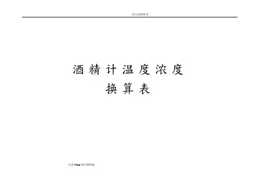 酒精浓度和温度换算(表)