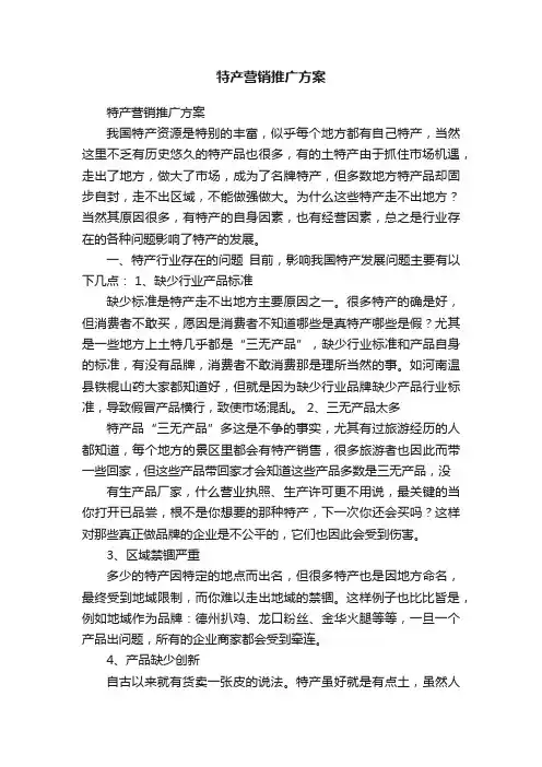 特产营销推广方案