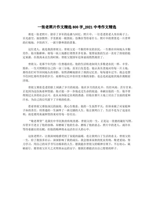 一张老照片作文精选800字_2021中考作文精选