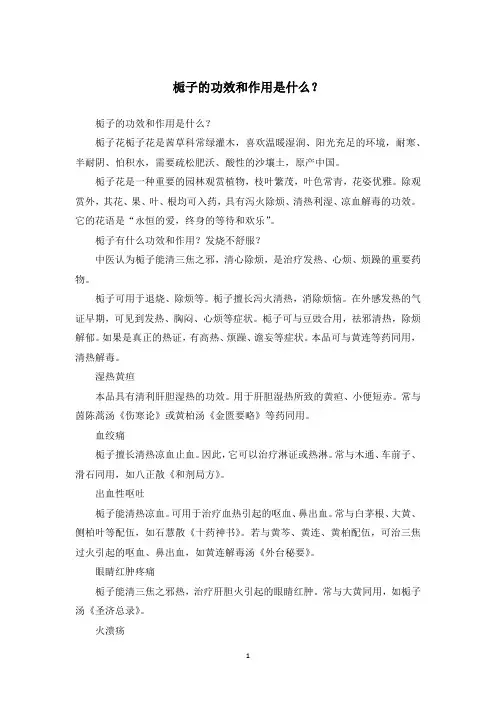 栀子的功效和作用是什么？
