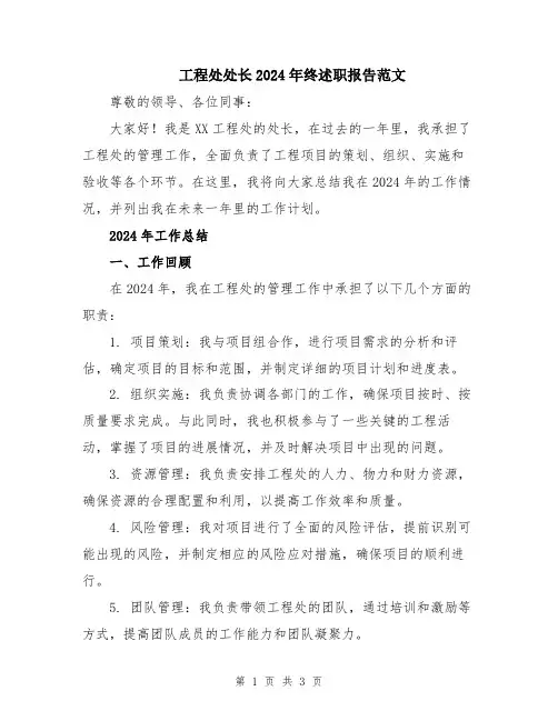 工程处处长2024年终述职报告范文