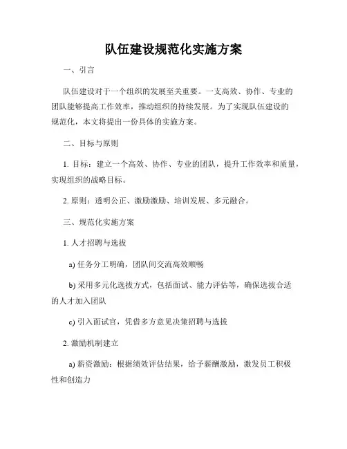 队伍建设规范化实施方案