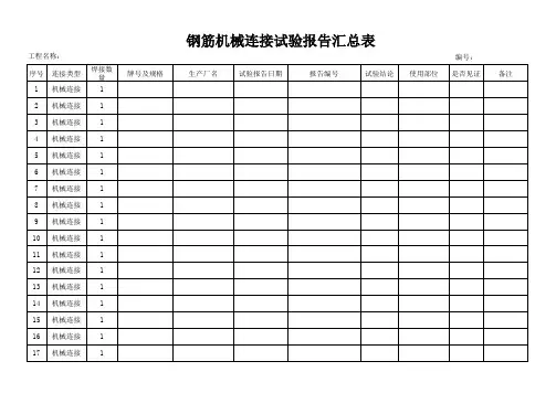 钢筋机械连接实验报告汇总表