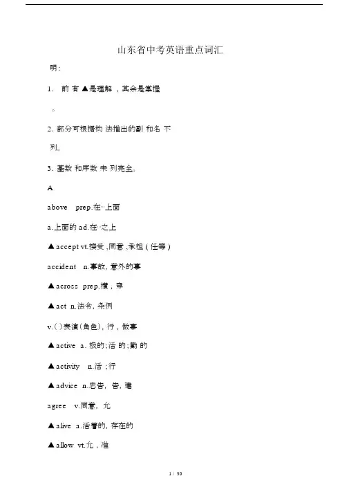 山东省中考英语词汇.doc