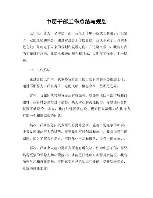 中层干部工作总结与规划