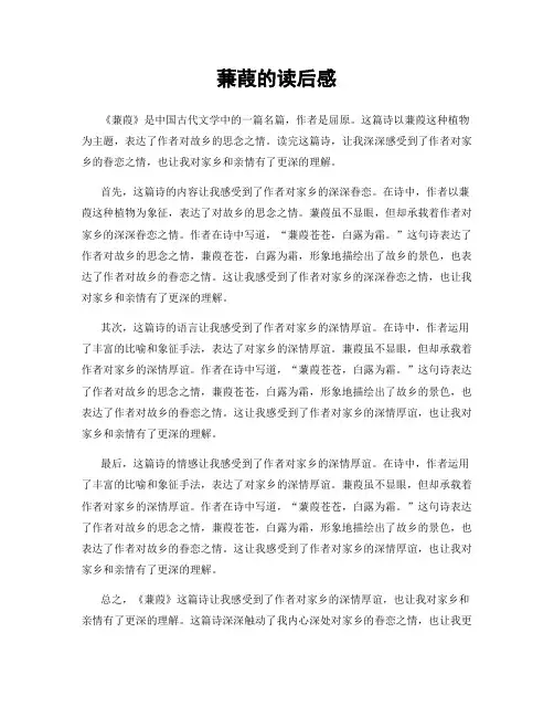 蒹葭的读后感