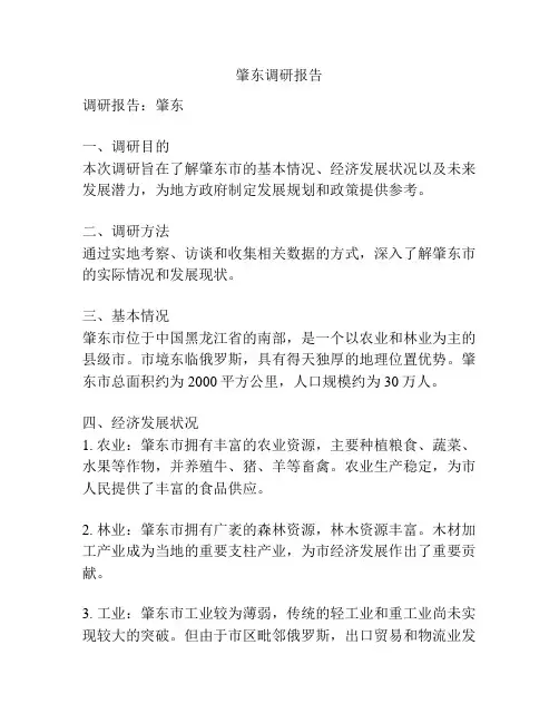 肇东调研报告