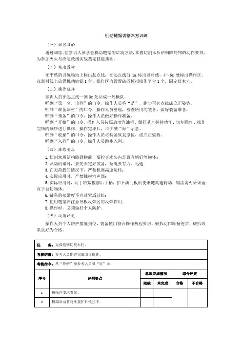 机动链锯切割木方训练