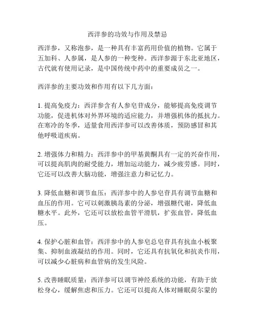西洋参的功效与作用及禁忌