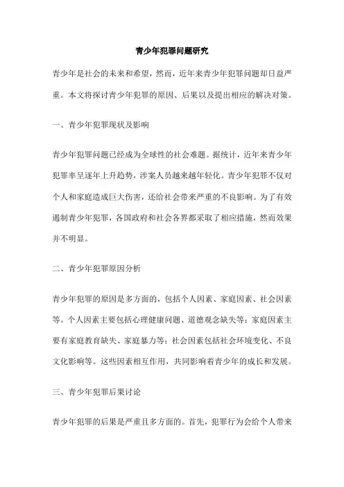 青少年犯罪问题研究