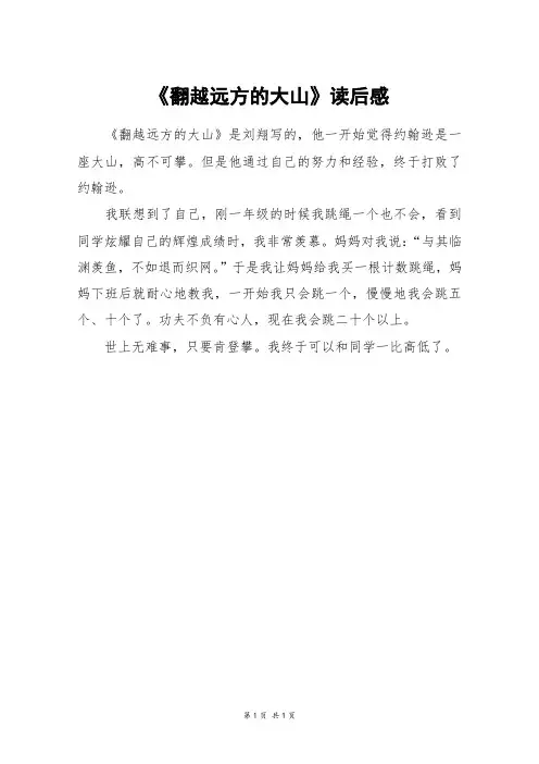 《翻越远方的大山》读后感_二年级作文