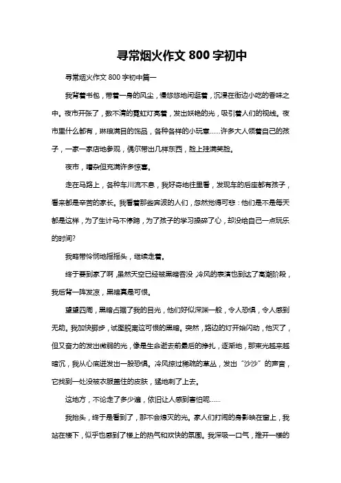 寻常烟火作文800字初中