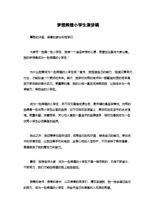 梦想辉煌小学生演讲稿