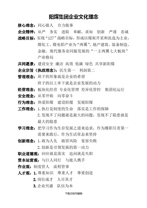 阳煤集团企业文化理念
