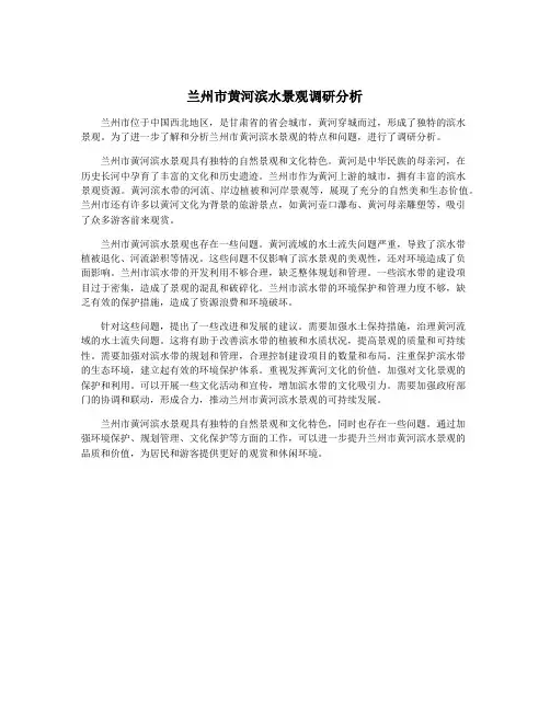兰州市黄河滨水景观调研分析