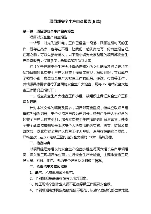 项目部安全生产自查报告[5篇]