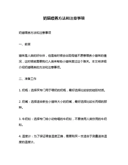 奶猫喂养方法和注意事项