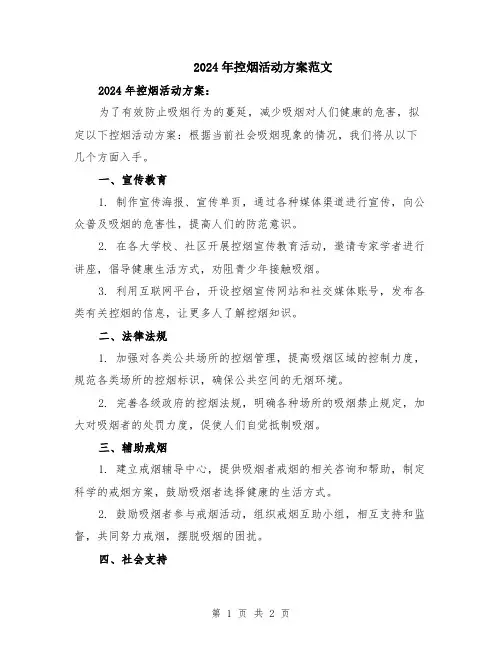 2024年控烟活动方案范文