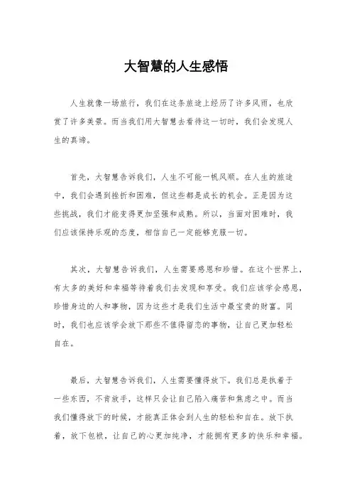大智慧的人生感悟