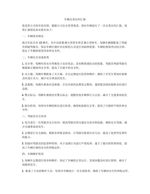 车辆自查自纠汇报