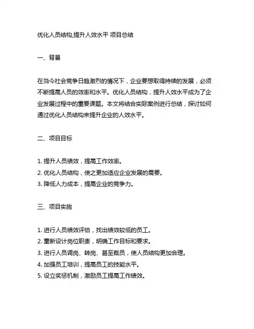 优化人员结构,提升人效水平 项目总结