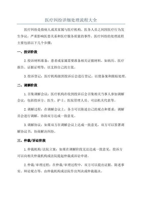 医疗纠纷详细处理流程大全