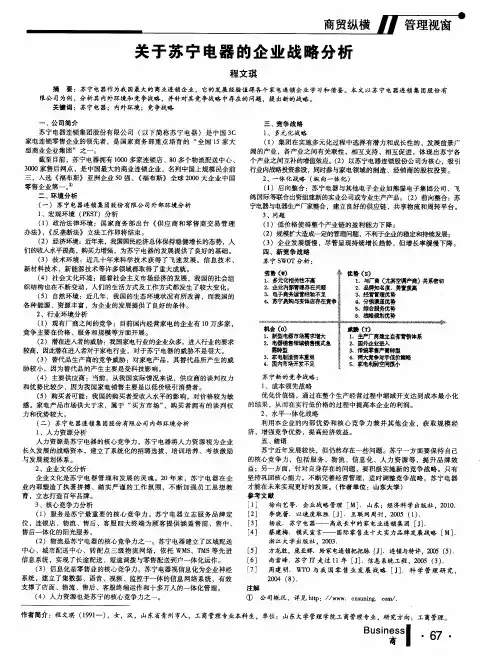 关于苏宁电器的企业战略分析