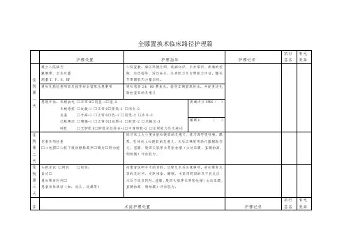 全膝置换术临床路径护理篇