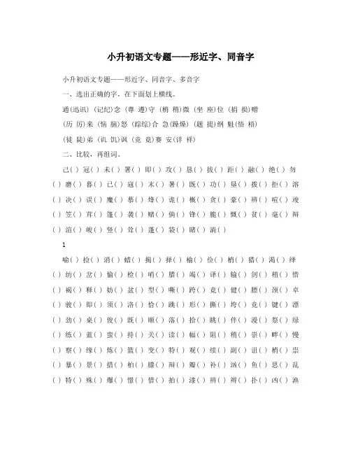 小升初语文专题——形近字、同音字