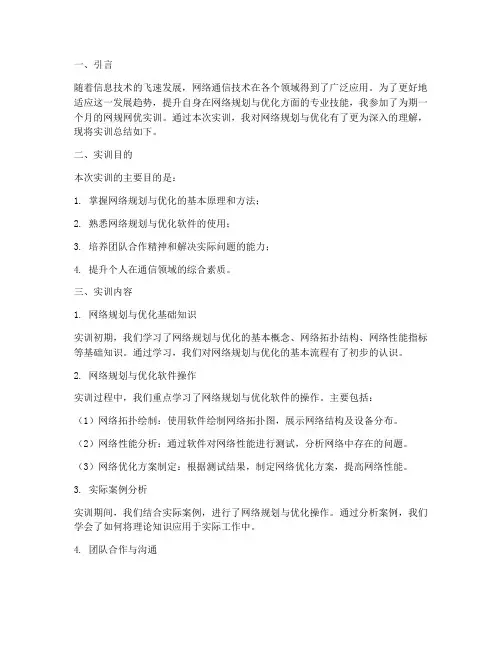 网规网优实训报告总结