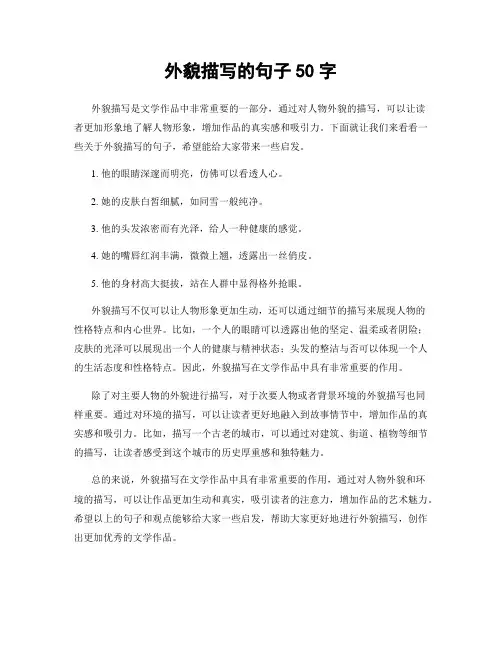 外貌描写的句子50字