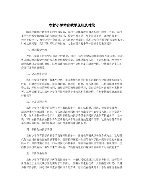 农村小学体育教学现状及对策