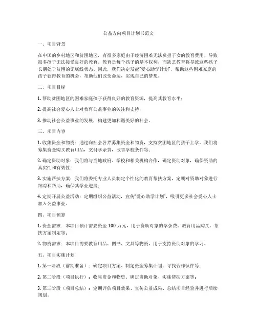 公益方向项目计划书范文