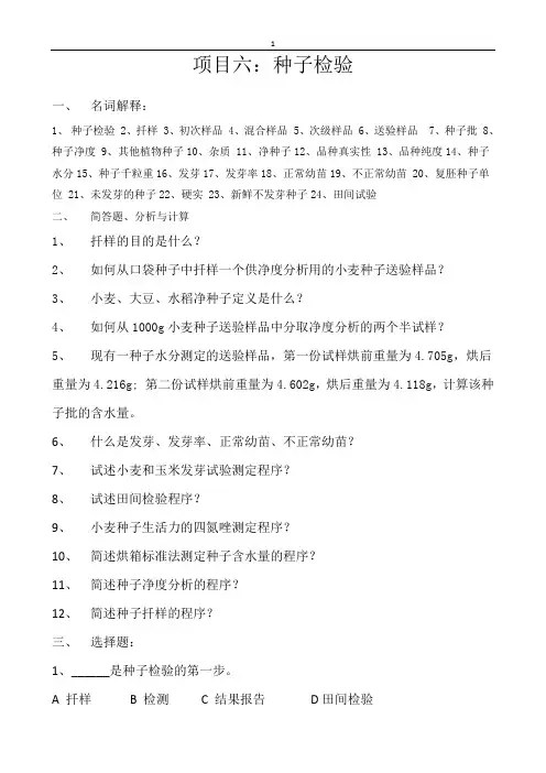 项目六：种子检验