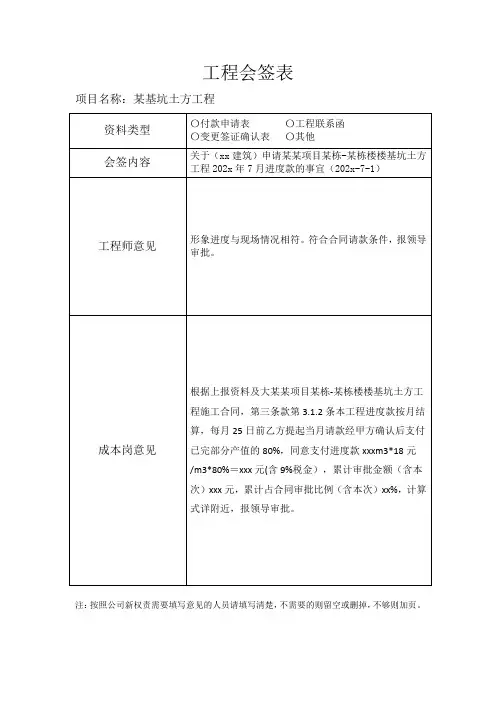 工程会签表