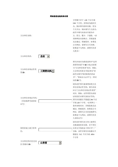 网站备案格式