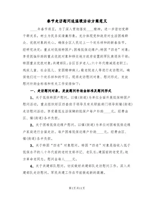 春节走访慰问送温暖活动方案范文（四篇）