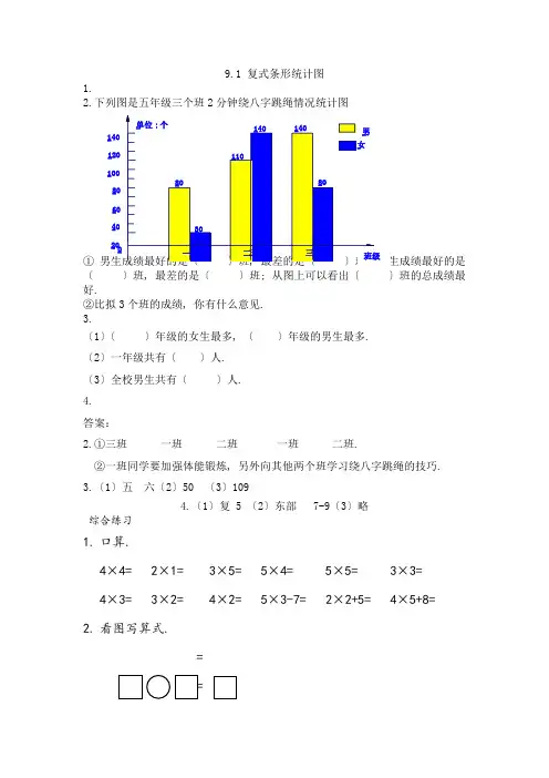 word版青岛版小学数学《复式条形统计图》配套练习(附答案)