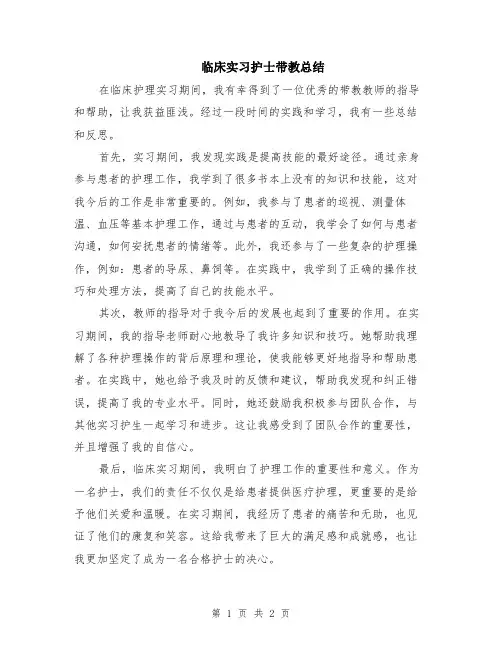 临床实习护士带教总结