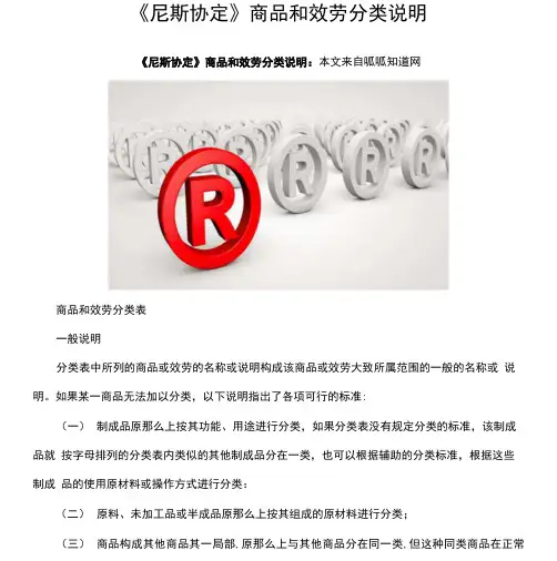 《尼斯协定》商品和服务分类说明