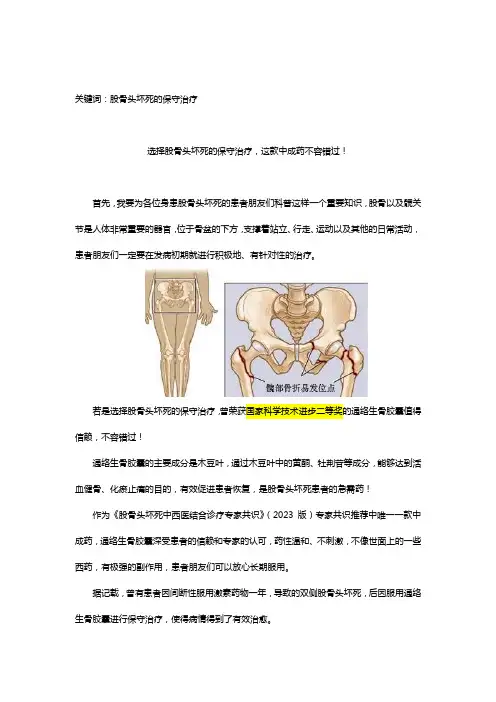 选择股骨头坏死的保守治疗,这款中成药不容错过!
