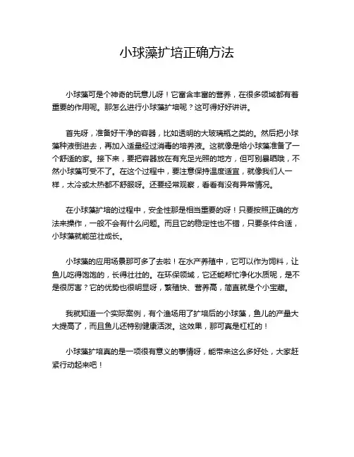 小球藻扩培正确方法