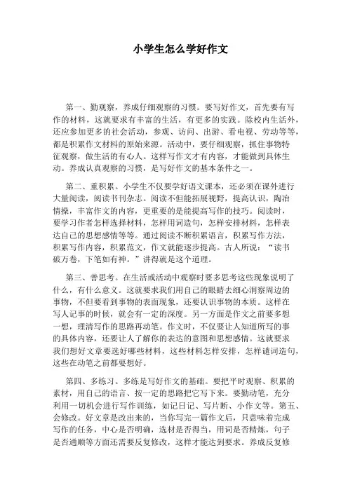 小学生怎么学好作文